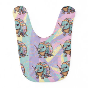 Cute Pastel Colored Warrior Armadillo Baby Bib