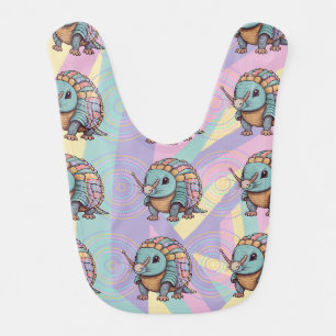 Cute Pastel Colored Warrior Armadillo Baby Bib