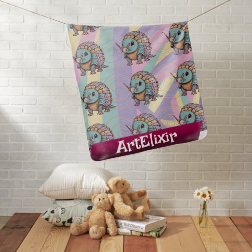 Cute Pastel Colored Warrior Armadillo Baby Blanket