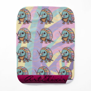 Cute Pastel Colored Warrior Armadillo Baby Burp Cloth