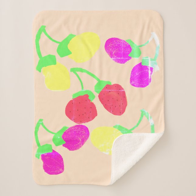 Cute Pastel Colorful Berries Blanket (Front)