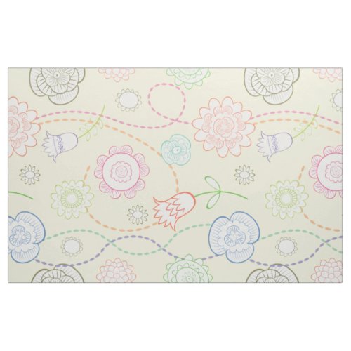 Cute Pastel Colorful Retro Floral pattern Fabric