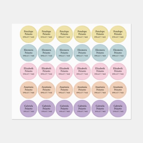 Cute Pastel Colors for Girls Kids Labels