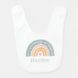 Cute Pastel Colors Hand Drawn Rainbow Baby Bib
