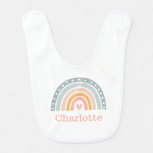 Cute Pastel Colors Hand Drawn Rainbow Baby Bib