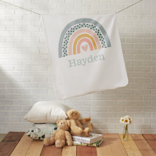 Cute Pastel Colors Hand Drawn Rainbow Baby Blanket