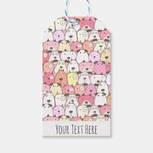 Cute pastel colors happy Dogs  Gift Tags