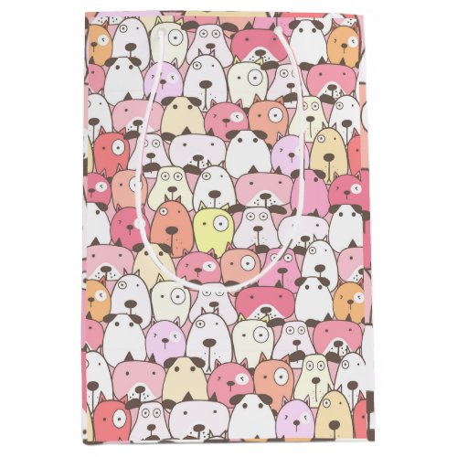 Cute pastel colors happy Dogs  Medium Gift Bag