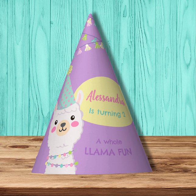 CUTE PASTEL COLORS LLAMA BIRTHDAY PARTY HAT (Creator Uploaded)