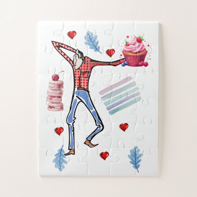 Cute Pastel Colors Strawberry Cupcake  Puzzles  (Vertical)