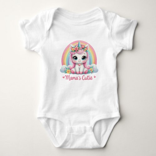 Cute pastel colors unicorn mamas cutie floral  baby bodysuit