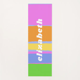 Cute Pastel Colors Vibrant Design Custom Name Yoga Mat