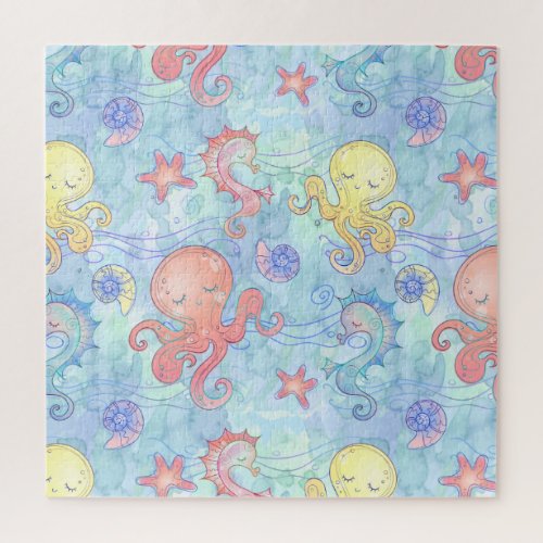 Cute Pastel Creatures of the Sea Jigsaw Puzzle