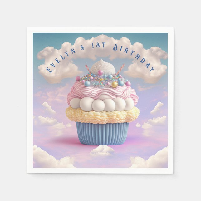 Cute Pastel Cupcake Birthday   Napkins (Front)