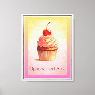 Cute Pastel Cupcake Wall Art - Framed Canvas Print