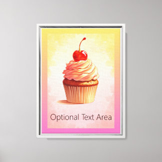 Cute Pastel Cupcake Wall Art - Framed Canvas Print
