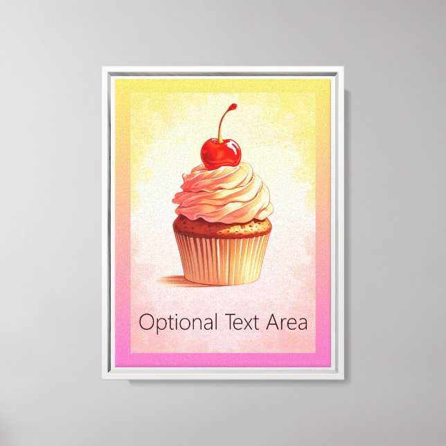 Cute Pastel Cupcake Wall Art - Framed Canvas Print (Front)