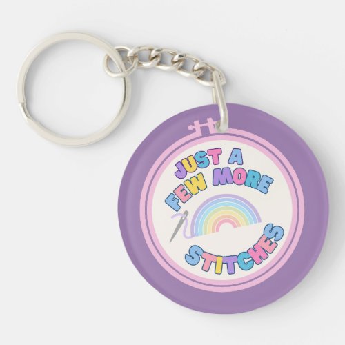 Cute pastel cushion with embroidery hoop design keychain