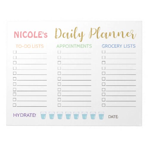 Cute Pastel Daily Planner Notepad