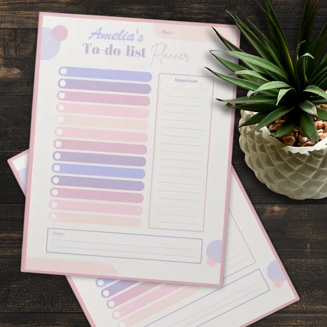 Cute Pastel Daily Planner Personalized Name  Notepad (Creator Uploaded)