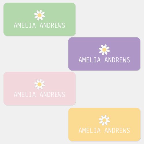 Cute Pastel Daisy Custom Kids Clothing Name Labels