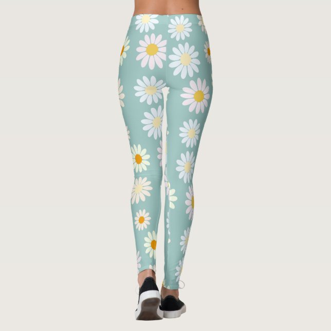 Cute Pastel Daisy Flowers Floral girly  Leggings (Back)