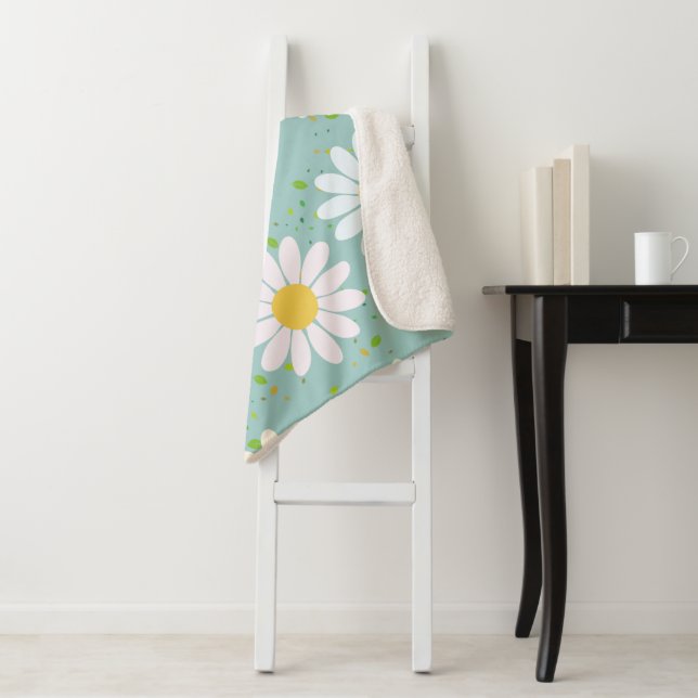 Cute Pastel Daisy Flowers Floral girly  Sherpa Blanket (In Situ)