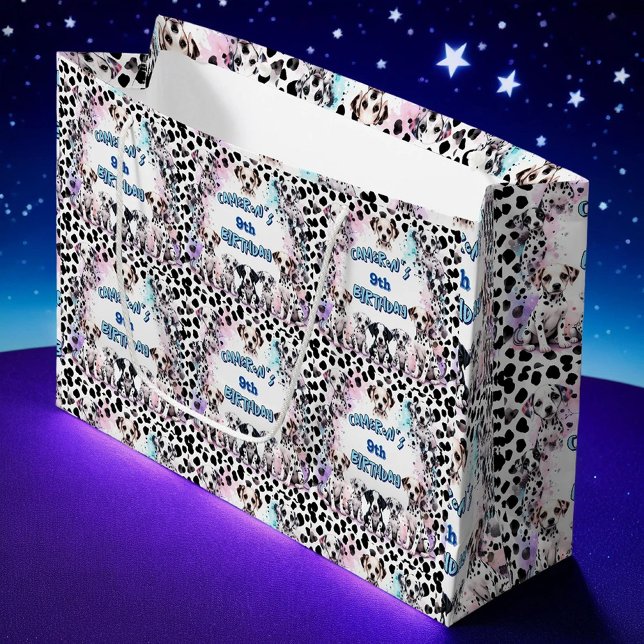 Cute Pastel Dalmatian Puppy Watercolor Birthday Large Gift Bag (Creator Uploaded)