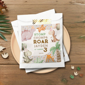 Cute Pastel Dinosaur Birthday Party  Favor Bag