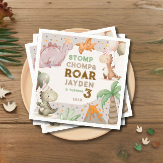 Cute Pastel Dinosaur Birthday Party  Napkins
