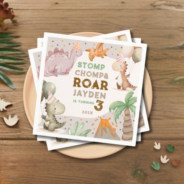 Cute Pastel Dinosaur Birthday Party  Napkins (Creator Uploaded)
