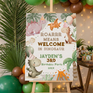 Cute Pastel Dinosaur Birthday Party Welcome  Foam Board