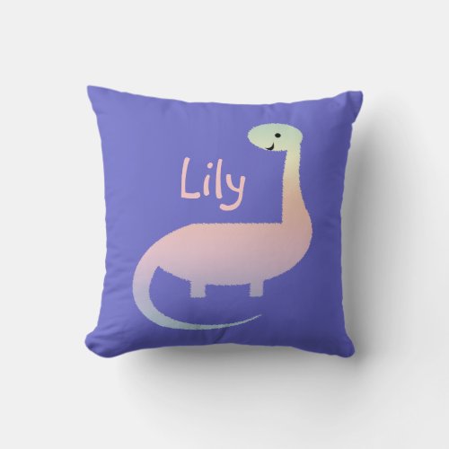 Cute Pastel Dinosaur for Girls Personalized Pillow