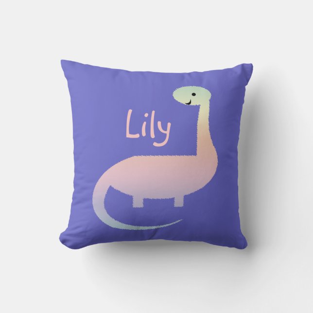 Cute Pastel Dinosaur for Girls Personalized Pillow (Front)
