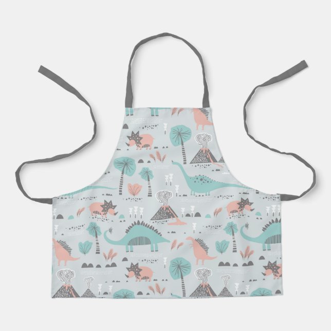 Cute Pastel Dinosaur Pattern Apron (Front)