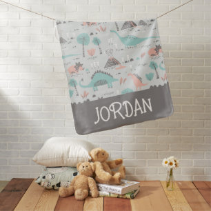 Cute Pastel Dinosaur Pattern Baby Blanket