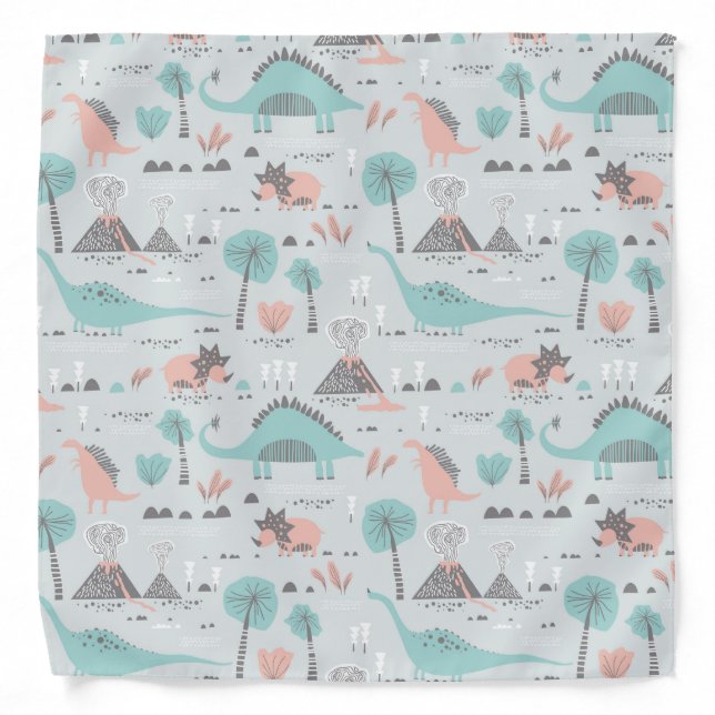 Cute Pastel Dinosaur Pattern Bandana (Front)