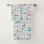 Cute Pastel Dinosaur Pattern Bath Towel Set