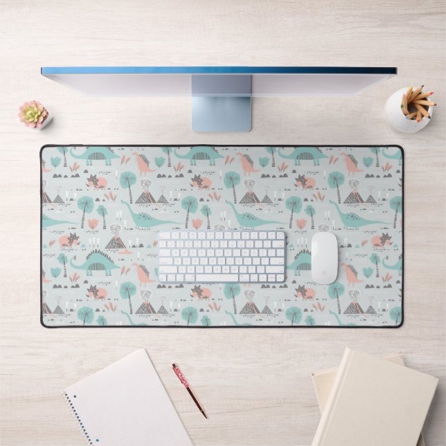 Cute Pastel Dinosaur Pattern Desk Mat (Office 1)