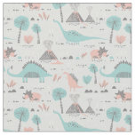Cute Pastel Dinosaur Pattern Fabric