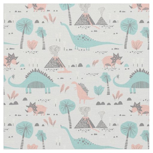 Cute Pastel Dinosaur Pattern Fabric