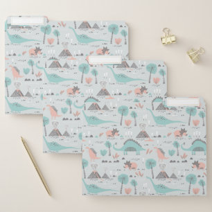 Cute Pastel Dinosaur Pattern File Folder