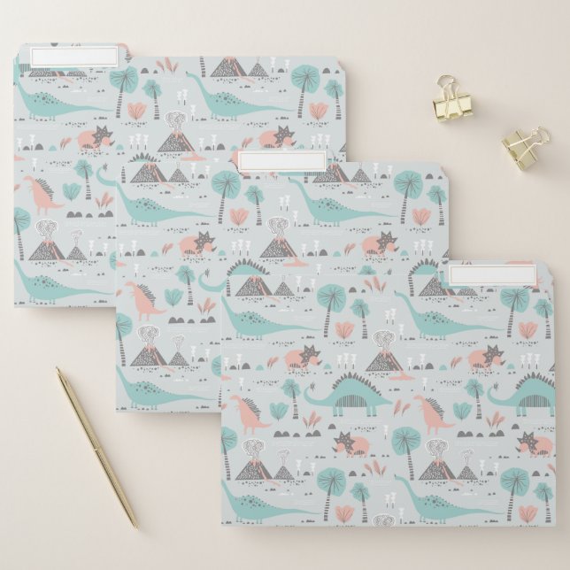 Cute Pastel Dinosaur Pattern File Folder (Set)