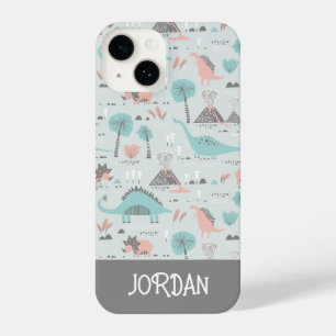 Cute Pastel Dinosaur Pattern iPhone 14 Case