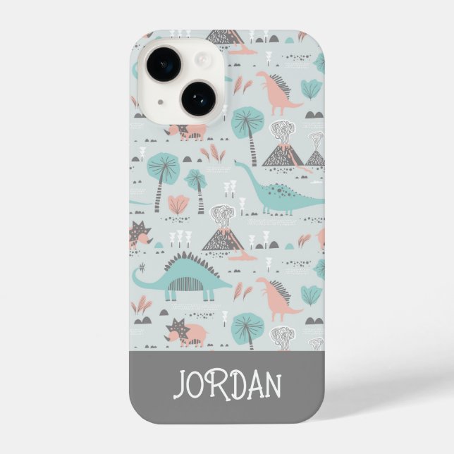Cute Pastel Dinosaur Pattern iPhone Case (Back)