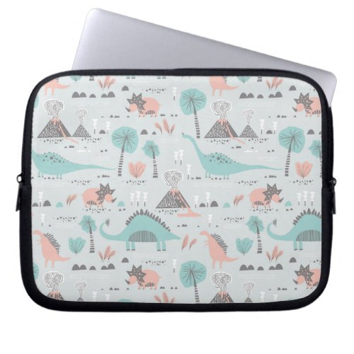 Cute Pastel Dinosaur Pattern Laptop Sleeve