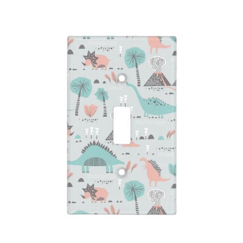 Cute Pastel Dinosaur Pattern Light Switch Cover