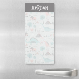 Cute Pastel Dinosaur Pattern Magnetic Notepad