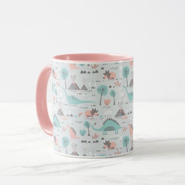 Cute Pastel Dinosaur Pattern Mug (Front Left)