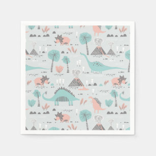 Cute Pastel Dinosaur Pattern Napkins